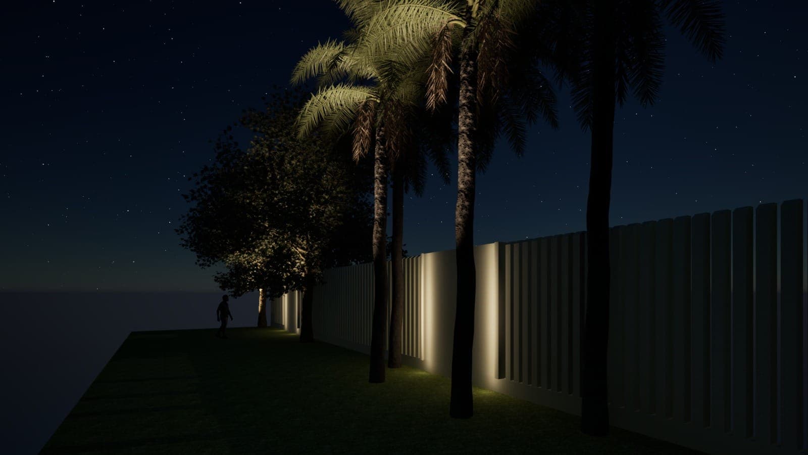 Projeto de iluminação de paisagismo residencial com luz embutida no jardim